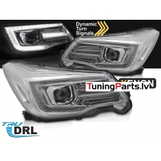 Subaru Forester (13-18) LED TUBE DRL SEQ priekšējie lukturi, hromēti xenona