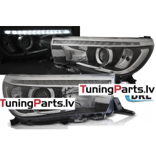 Toyota Hilux (16-20) LED priekšējie lukturi, DRL, melni