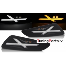 VESPA SPRINT / PRIMAVERA 150cc priekšējie LED pagriezienu lukturi + gabarītu lukturi, melni
