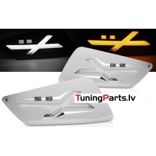 VESPA GTS / GTV 300cc priekšējie LED pagriezienu lukturi + gabarītu lukturi, hromēti