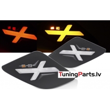 VESPA GTS / GTV 300cc aizmugurējie LED pagriezienu lukturi + gabarītu lukturi, melni