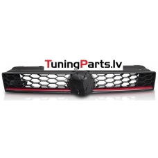 VW Golf 7 (17-19) priekšējā reste GTI style melna glancēta ar sarkanu līniju