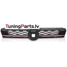 VW Golf 7 (17-19) priekšējā reste GTI style melna/glancēta ar sarkanu līniju