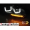 VW Golf 6 (08-12) priekšējie U LED DRL lukturi, dinamiskie pagriezieni, melni
