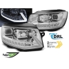 VW T6 (15-19) priekšējie lukturi LED TUBE DRL, dinamiskie pagriezieni, hromēti