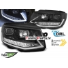 VW T6 (15-19) priekšējie lukturi LED TUBE DRL, dinamiskie pagriezieni, melni