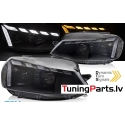 VW Golf 7 (17-19) priekšējie lukturi LED DRL, dinamiskie pagriezieni, gaismas sveiciena funkcija, melni