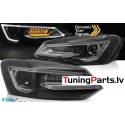 VW Polo 6R (09-17) priekšējie LED lukturi, dinamiskie pagriezieni, melni