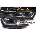 VW Golf 7 (13-17) priekšējie lukturi LED DRL, dinamiskie pagriezieni, melni, sudraba līnijas