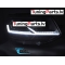 VW T5 (10-15) priekšējie FULL LED DRL lukturi, dinamiskie pagriezieni, gaismas sveiciena funkcija, melni