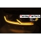 VW T5 (10-15) priekšējie FULL LED DRL lukturi, dinamiskie pagriezieni, gaismas sveiciena funkcija, melni