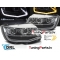 VW T6 (15-19) priekšējie lukturi FULL LED, LED dayline, DRL + LED pagriezieni, hromēti SEQ
