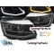 VW T6 (15-19) priekšējie lukturi FULL LED, LED dayline, DRL + LED pagriezieni, melni SEQ