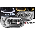 VW T5 (10-15) priekšējie FULL LED DRL lukturi, dinamiskie pagriezieni, hromēti
