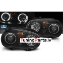 VW Golf 4 priekšējie lukturi, CCFL eņģeļ acis, melni