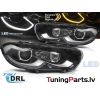 VW Scirocco (08-14) priekšējie LED DRL lukturi, dinamiskie pagriezieni, gaismas sveiciena funkcija, melni