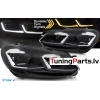 VW Golf 6 (08-12) priekšējie LED DRL lukturi, dinamiskie pagriezieni, melni, sudraba līnijas