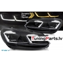 VW Golf 6 (08-12) priekšējie LED DRL lukturi, dinamiskie pagriezieni, melni, sudraba līnijas