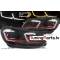 VW Golf 6 (08-12) priekšējie LED DRL lukturi, dinamiskie pagriezieni, melni, sarkanas līnijas