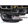 VW Golf 7 (13-17) priekšējie lukturi LED DRL, dinamiskie pagriezieni, melni, sudraba līnijas