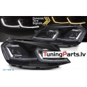 VW Golf 7 (13-17) priekšējie lukturi LED DRL, dinamiskie pagriezieni, melni, sudraba līnijas
