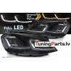 VW Golf 7 (13-17) priekšējie lukturi FULL LED DRL, dinamiskie pagriezieni, melni, sudraba līnijas