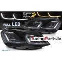 VW Golf 7 (13-17) priekšējie lukturi FULL LED DRL, dinamiskie pagriezieni, melni, sudraba līnijas