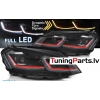 VW Golf 7 (13-17) priekšējie lukturi FULL LED DRL, dinamiskie pagriezieni, melni, sarkanas līnijas