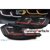VW Golf 7 (17-19) priekšējie lukturi LED DRL, dinamiskie pagriezieni, melni, sarkanas līnijas