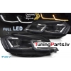 VW Golf 7 (17-19) priekšējie lukturi FULL LED DRL, dinamiskie pagriezieni, melni, sudraba līnijas