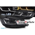 VW Golf 7 (17-19) priekšējie lukturi FULL LED DRL, dinamiskie pagriezieni, melni, sudraba līnijas