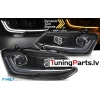 VW Polo 6R (09-17) priekšējie LED DRL lukturi, dinamiskie pagriezieni, melni 
