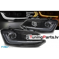 VW Polo 6R (09-17) priekšējie LED DRL lukturi, dinamiskie pagriezieni, melni VW Polo 6R (09-17) priekšējie LED DRL lukturi, dinamiskie pagriezieni, melni