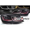VW Golf 7 (13-17) priekšējie lukturi LED DRL, dinamiskie pagriezieni, melni, sarkanas līnijas