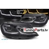 VW Golf 7 (17-19) priekšējie lukturi LED DRL, dinamiskie pagriezieni, melni, sudraba līnijas