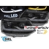 VW T5 (10-15) priekšējie FULL LED DRL lukturi, dinamiskie pagriezieni, gaismas sveiciena funkcija, melni
