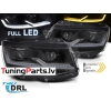 VW T6 (15-19) priekšējie FULL LED DRL lukturi, dinamiskie pagriezieni, gaismas sveiciena funkcija, melni