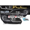 VW Golf 6 (08-12) priekšējie FULL LED DRL lukturi, gaismas sveiciena funkcija, dinamiskie pagriezieni, melni, sudraba līnijas