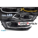 VW Polo 6R (09-17) priekšējie FULL LED lukturi, dinamiskie pagriezieni, gaismas sveiciena funkcija, melni, sudraba līnijas