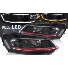VW Polo 6R (09-17) priekšējie FULL LED lukturi, dinamiskie pagriezieni, gaismas sveiciena funkcija, melni, sarkanas līnijas VW Polo 6R (09-17) priekšējie FULL LED lukturi, dinamiskie pagriezieni, gaismas sveiciena funkcija, melni, sarkanas līnijas